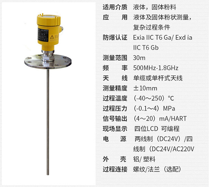 氨水儲(chǔ)罐雷達(dá)液位計(jì)RD710技術(shù)參數(shù)表圖