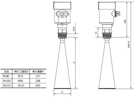 脈沖雷達(dá)液位計(jì)RD708外形尺寸圖