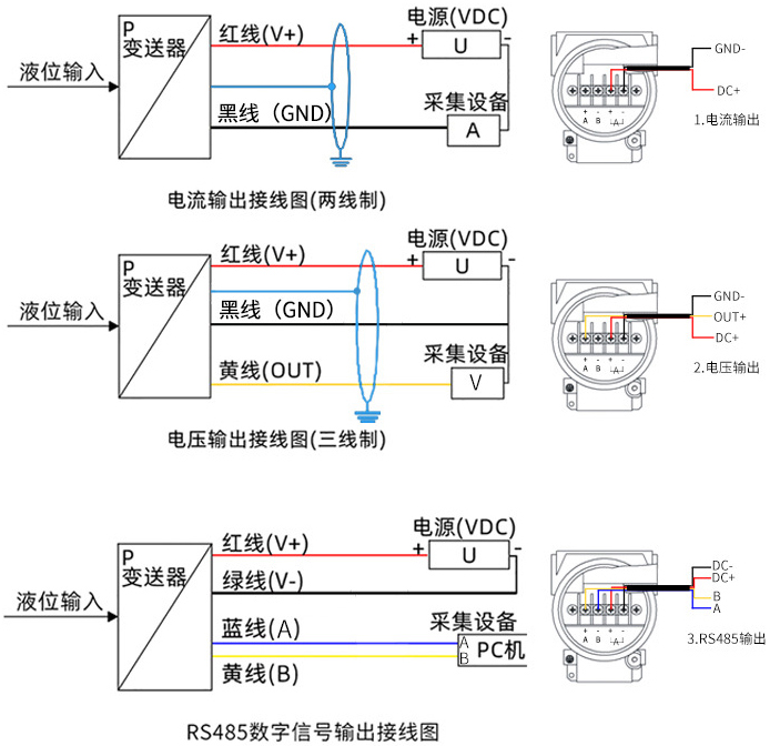 高精度液位變送器接線方式圖