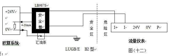 防爆高壓蒸汽流量計(jì)4-20mA電流輸出型接線圖